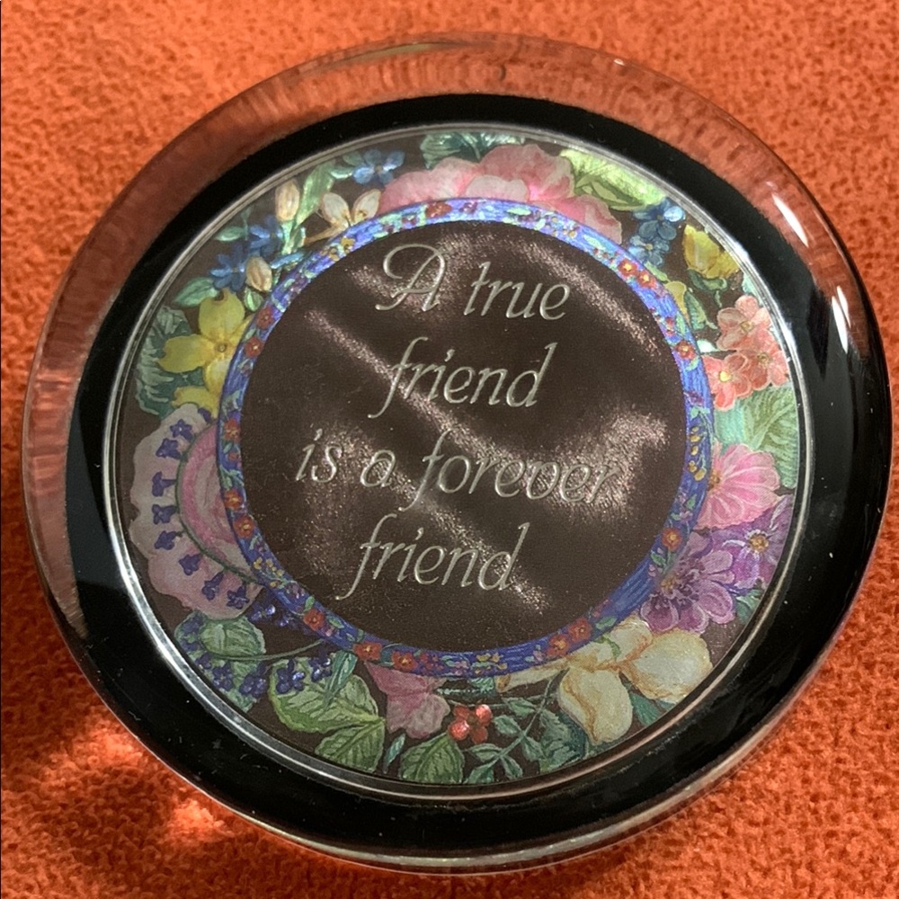 Original Via Vermont Glass Paperweight .. True Friend is a Forever Friend ..